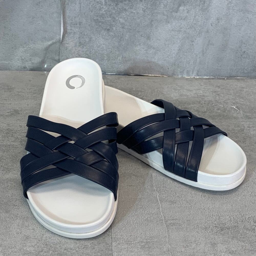 JOURNEE COLLECTION Navy Marina Crisscross Strappy Slide Sandals SZ 7.5